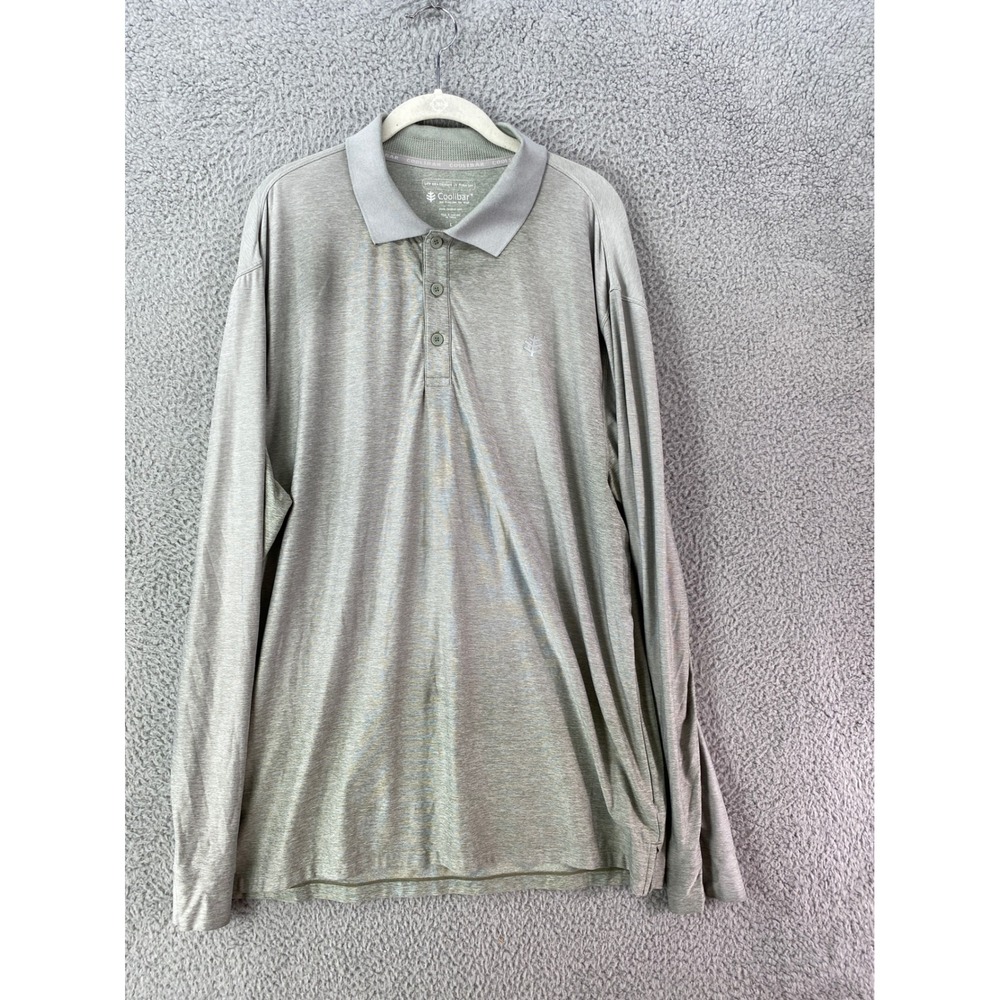 Coolibar Golf Polo Mens Large Gray Excellent UPF 50+ Long Sleeve Erodym 01587